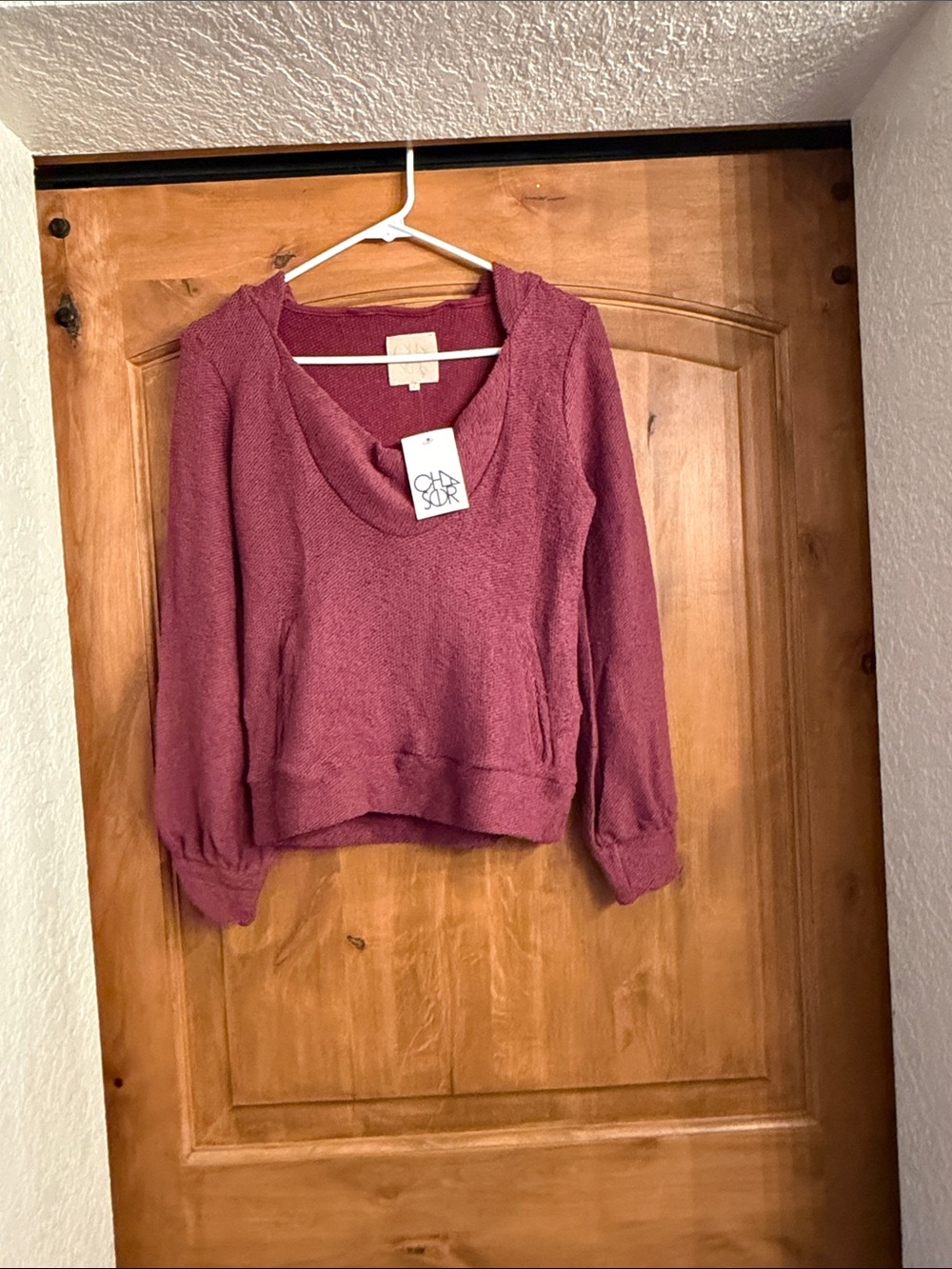 Chaser Dusty Rose Hooded Cowl Pullover